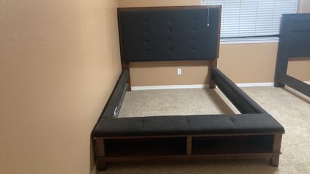 King Bed Frame with Storage Footboard