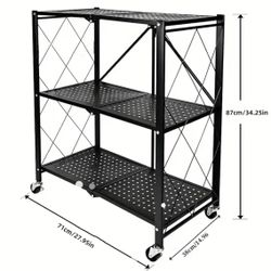 🛠️ Heavy-Duty 3-Tier Foldable Metal Storage Rack – 750 lbs Capacity! 🏡  📍 Pickup Location: Durango/215 by IKEA  📦 Brand New – Perfect for Garage, 
