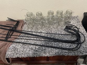 Shepherd Hooks With Mason Jars And Handles