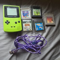 Game Boy Color CBG-001 Kiwi Green W/ Games And Accessories 