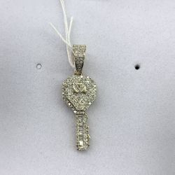 10k Gold Diamond Key Pendant 
