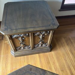 Two Really Nice Mid century End Tables — All Wood Lots Of Storage Beautiful Inlays