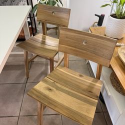 2 Wooden Chairs & Bench