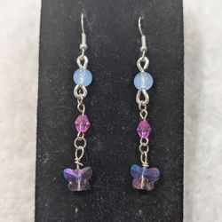 Handmade Purple Butterfly Dangle Earrings