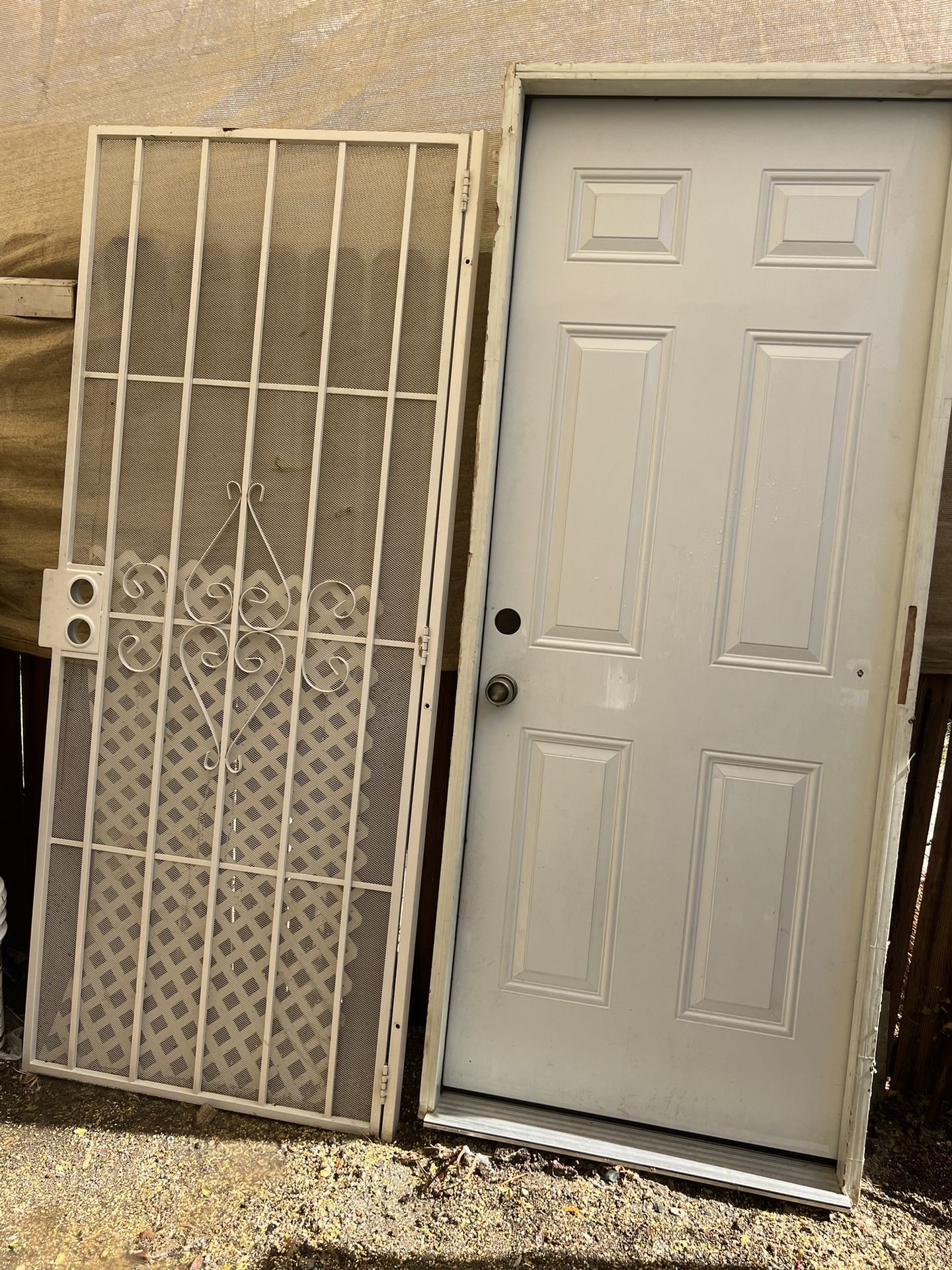 exterior door with security door