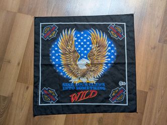 Vintage 90s Harley Davidson Bandana Sink Your Claws Wild Eagle USA Made 50/50