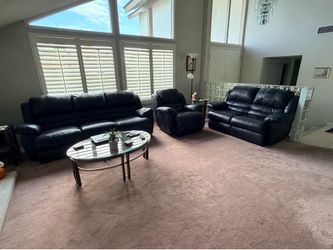 Gently Used and loved Faux leather recliner set. $500 or best offer