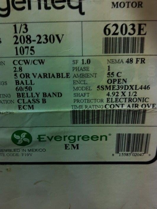 Genteq, ECM Motor No 6203E