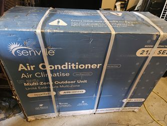 Mini split AC system with two wall-mounted indoor units. 18,000 BTU. NEW in box!!!