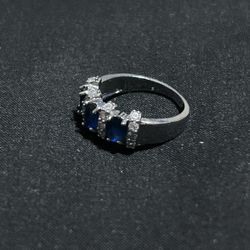 Sterling Silver Ring - Three Oval  CZ