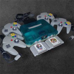 Nintendo 64 N64 Clear Blue Console Bundle