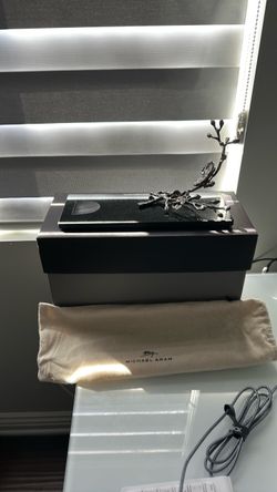 Michael Aram black orchid wine holder with dust bag and box