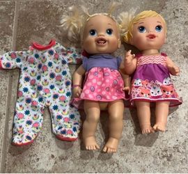 Baby Alive Dolls 13 inches tall And 12 inches tall Lot of 2 with Extra Outfit