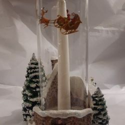 2005 Thomas Kinkade Teleflora Memories of Christmas Candle Holder Santa Globe