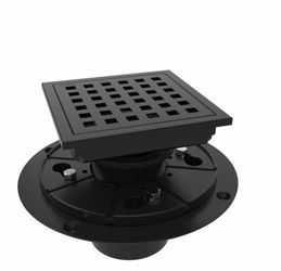 4 Inch Square Shower Floor Drain With Flange,Quadrato Pattern Grate Removable,Food-Grade SUS 304 Stainless Steel,Watermark&CUPC Certified,Matte Black