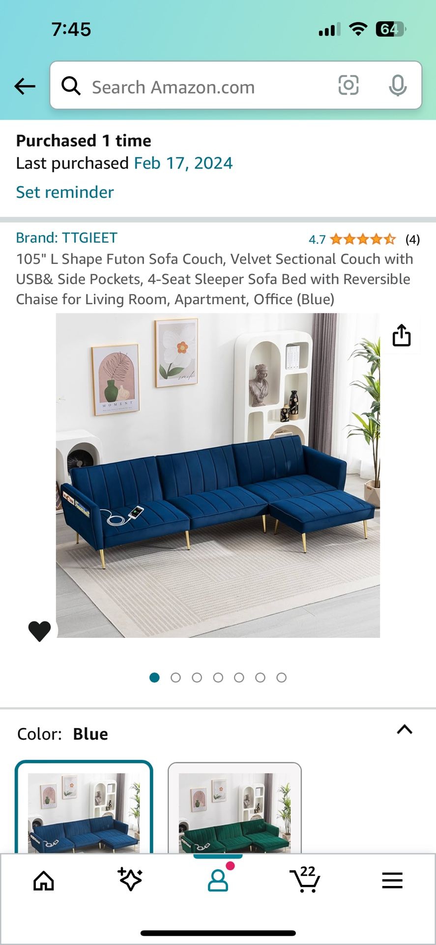 Navy Blue Futon Couch 