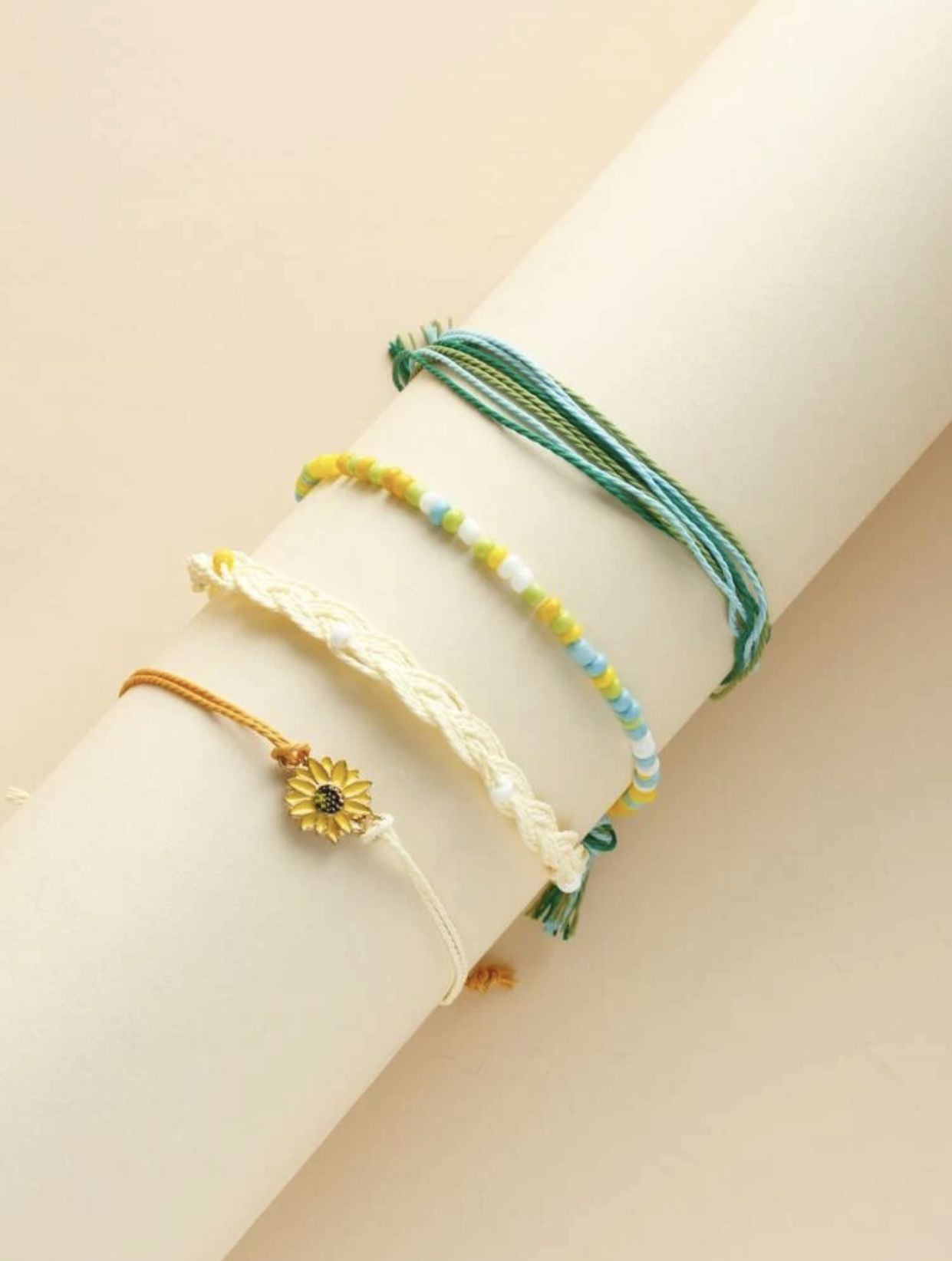 Beautiful NEW 4 piece sunflower charm bracelet set