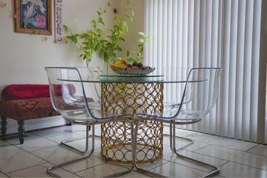 Round Glass Dining Table Set