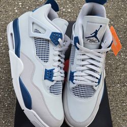 Brand New. Jordan 4 Military Blue. Size: 7.5, 8, 8.5, 9, 9.5, 10, 10.5, 11, 11.5, 12, 13, 14, 15, 16, (Pick Up Only)