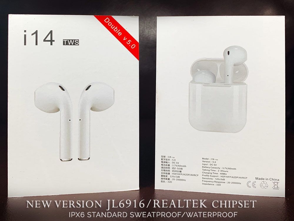 i14 tws wireless bluetooth earpods earbuds headset RealTek chipset