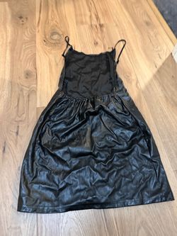 Faux leather open back cocktail dress