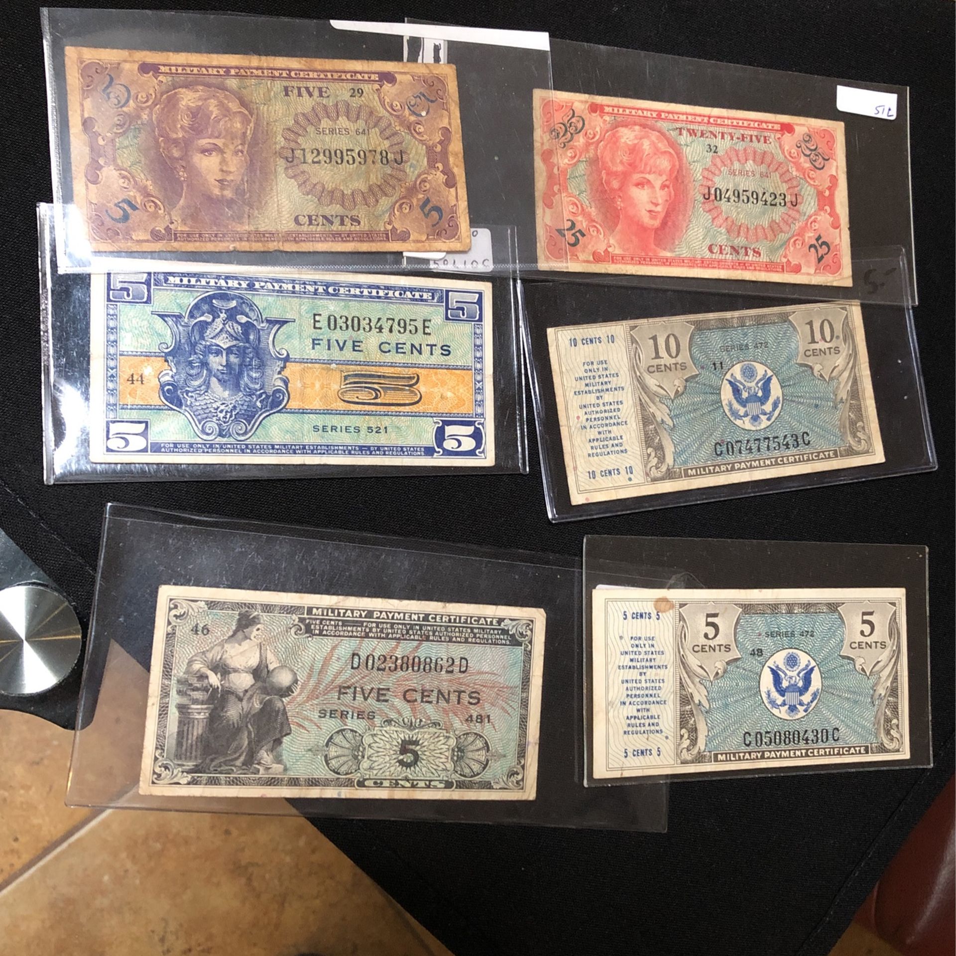 Lot Of 6 Vintage Military Certificates