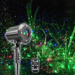 Poeland Christmas Laser Projector Light Waterproof Outdoor Garden Decorative Lighting with Security Lock Color Red Green Blue Party DJ Stage Karaoke