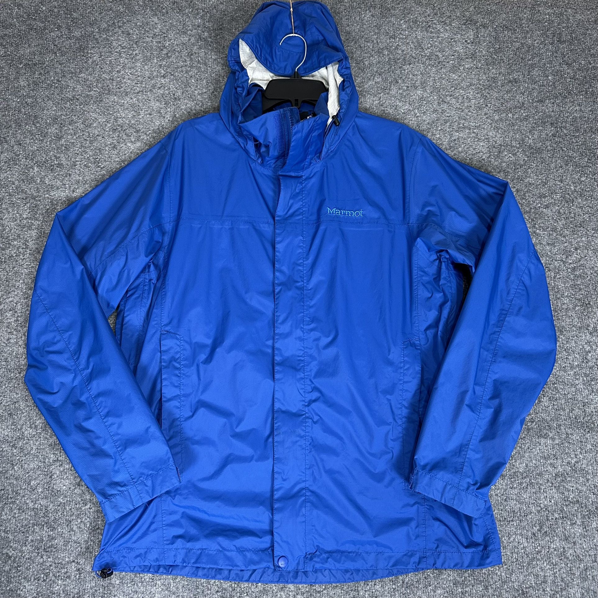 Marmot Precip Windbreaker Rain Jacket Mens Large Blue Full Zip Hooded Gorpcore