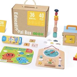 New 6 in 1 Box Educational Montessori Wooden Toddler  Play Set