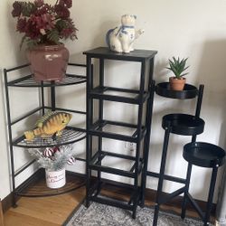 Black 3 Shelf Holder Plant With Stuff Please Check More Pictures  With Read Description 
