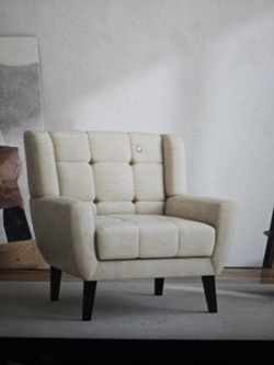 JAQUEZE BROWN FAUX LEATHER TUFTED SQUARE ARM ACCENT CHAIR