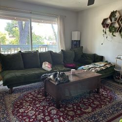 Green Sectional Sofa with Chaise
