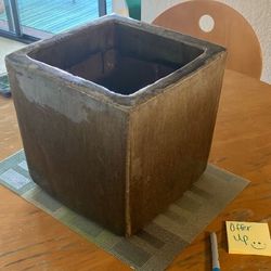  Glazed Cement Planter No Chips/damage 