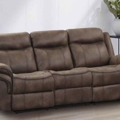 MANUAL SOFA SET SOFA W CONSOLE DRINK HOLDER+ LOVESEAT W GLYDER