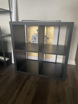 Black Table With 4 Cubes Shelves Organizer