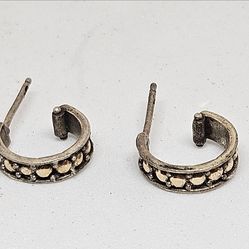 John Hardy Sterling Silver Hoop Vintage 925 Dots Link Earrings