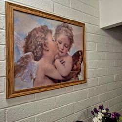 💥NEW EXTRA LARGE BEAUTIFUL CHERUB- ANGEL BABIES  PICTURE & FRAME! $20💥