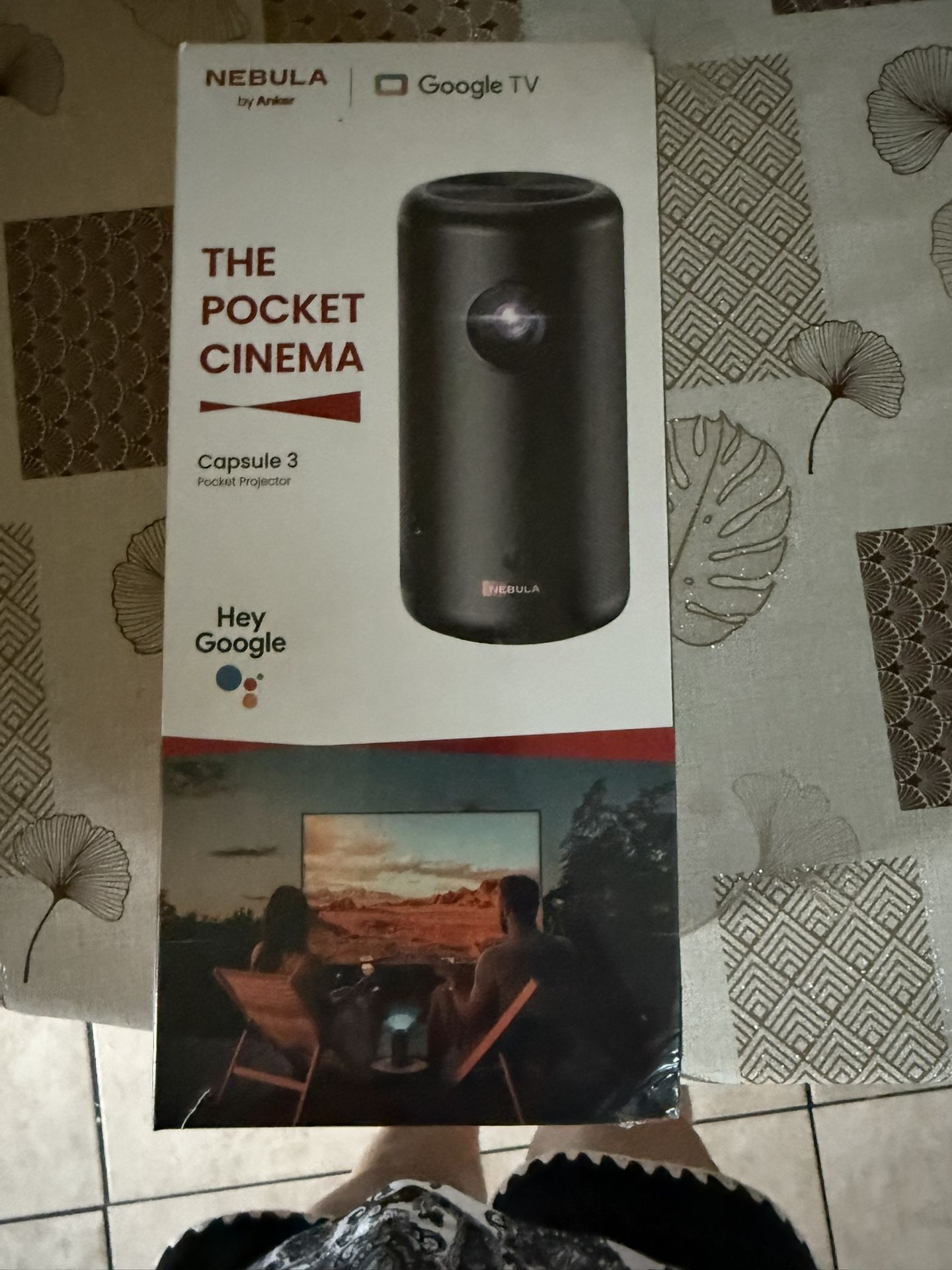 NEBULA Capsule 3 GTV Outdoor Projector, Netflix Officially Licensed, 1080P Smart Mini Projector with Wi-Fi, 2.5 hrs Battery, 120-Inch Display, Dolby D