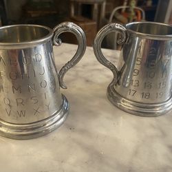 Vintage Children’s English Pewter ABC/123 Cups