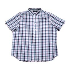 Nautica Casual Button Up Dress Shirt Stretch Plaid Short Sleeve Mens Size XXL
