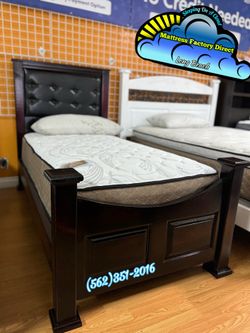 Twin Lesly mattress and Boxspring bed frame new Colchon y tambor nuevo