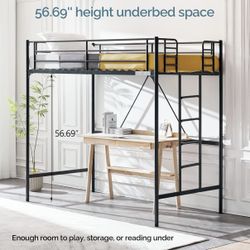 Twin Loft Bed modified with Clothing Rod
