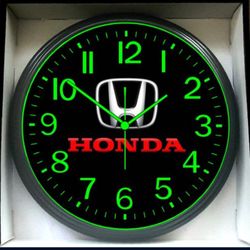 Honda Accord Civic Pilot Garage Shop Glow In The Dark Wall Clock New!