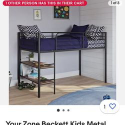 Black Twin Loft Bed With Shelves