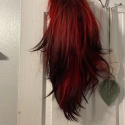 Red Shoulder Length Wig