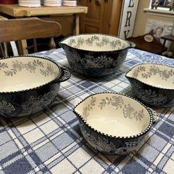 Temptations CWC Black Floral Lace Nesting Mixing Bowl Set