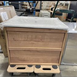 Assembled New 24" Floating Bathroom Vanity Sink Combo Wall Mounted Modern Minimalist Storage Cabinet