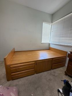 Twin Captain's Bed Frame with Storage Real Wood