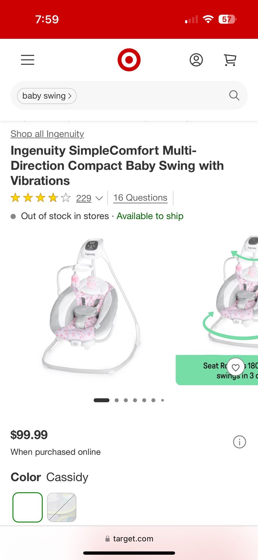 Baby Girl Swing