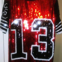 Red/Black/White Sequins jersey
